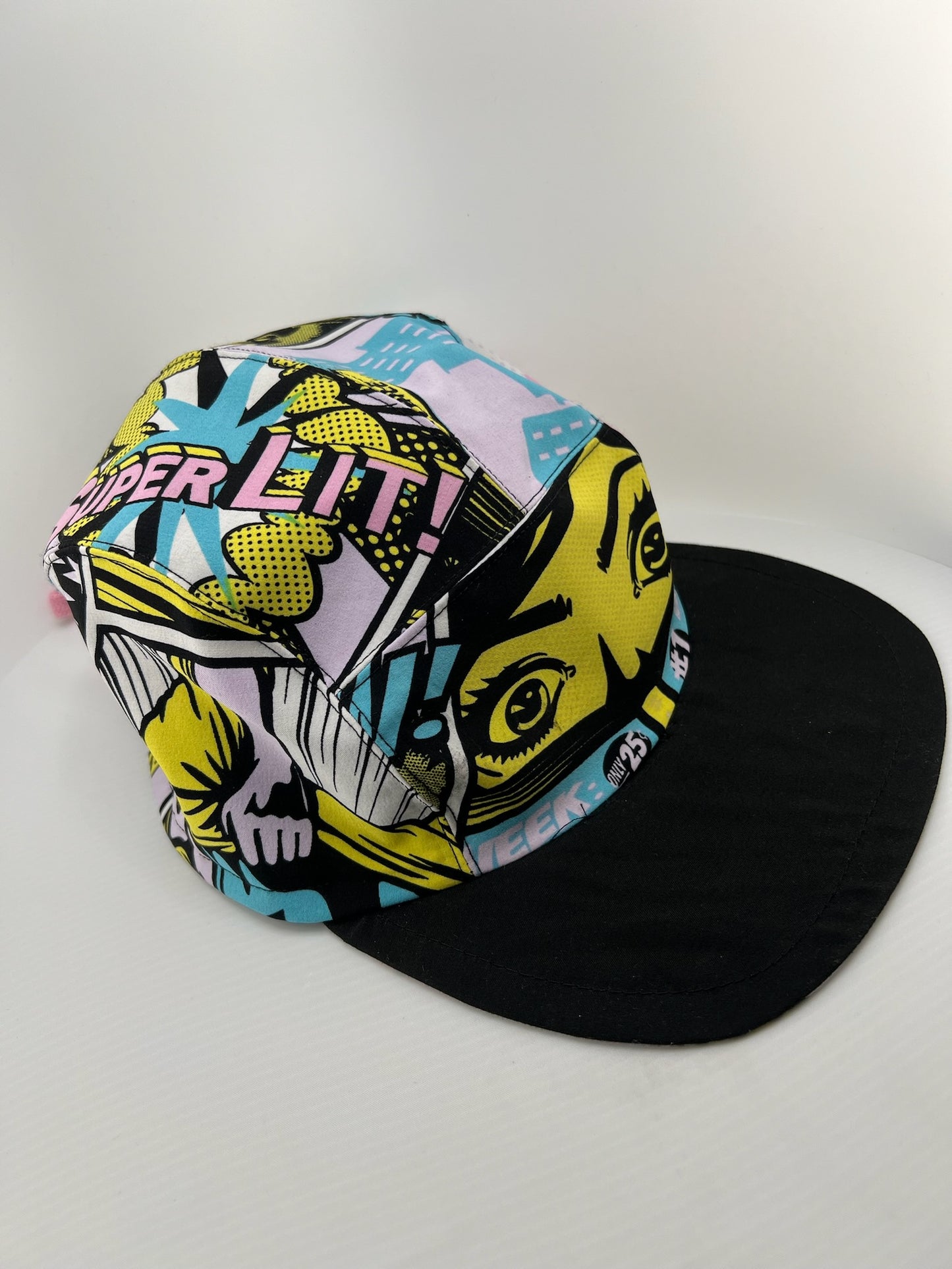 Comic / Black with Pink Lace Back 5 Panel