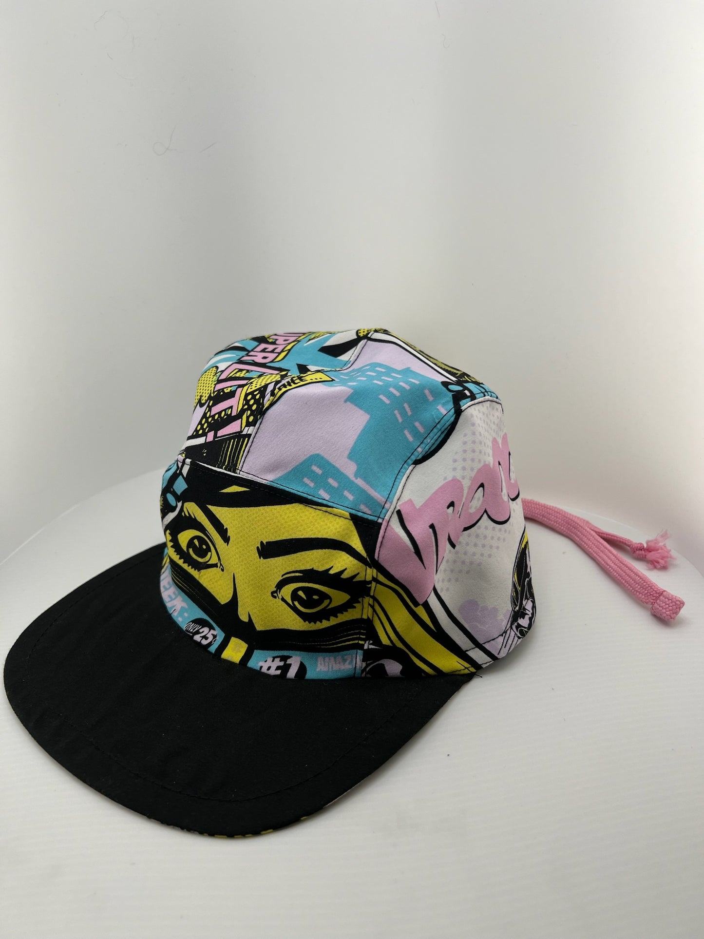 Comic / Black with Pink Lace Back 5 Panel
