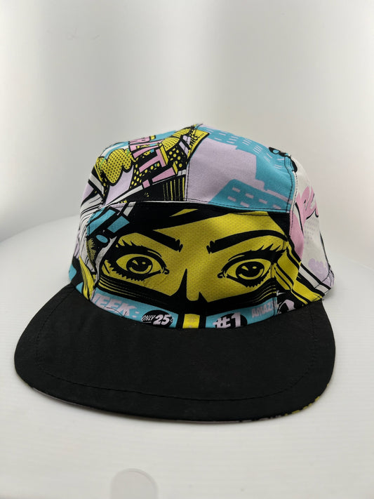 Comic / Black with Pink Lace Back 5 Panel